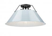  3306-3FM BLK-DB - Orwell BLK 3 Light Flush Mount in Matte Black with Dusky Blue shade